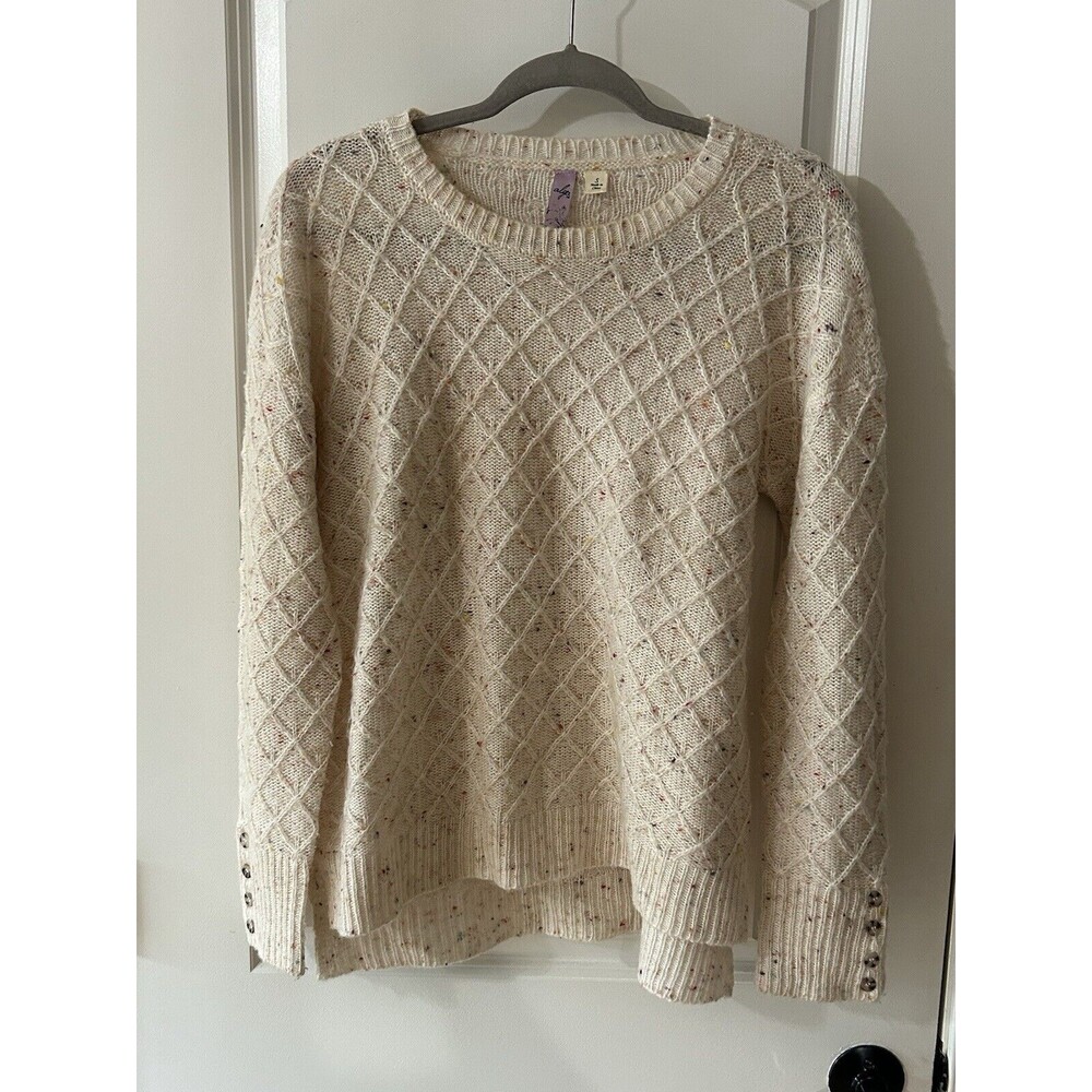 Alya Women’s Size Small Ivory Color Speckle Knit Textured Sweater BOX1
